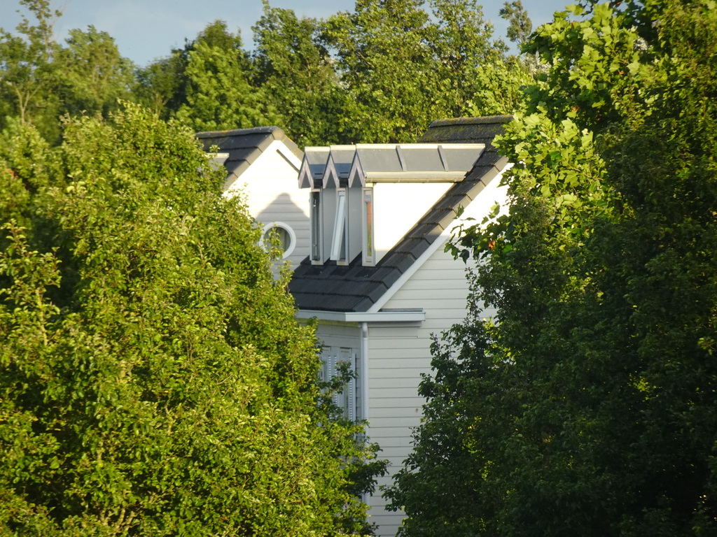 Roofs of holiday homes at Holiday Park AquaDelta, viewed from the balcony of the upper floor of our apartment