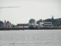 Boat at the southeast side of the Harbour of Bruinisse, viewed from the Seal Safari boat on the Krammer lake