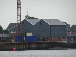 Building at the Havenkade street, viewed from the Seal Safari boat on the Krammer lake