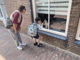 Miaomiao and Max with a cat at the Oudestraat street
