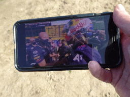 Tim`s iPhone with the qualification of the Formula 1 Grand Prix of the Netherlands 2021, on a beach at the north side of the Grevelingendam