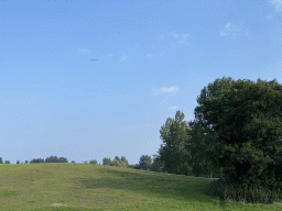 Our kite flying above a hill at the north side of the Grevelingendam