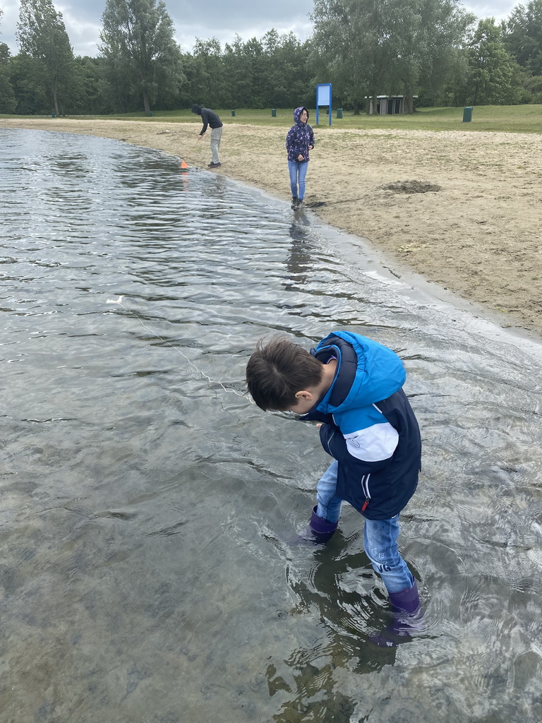 Max and our friends catching crabs on a beach at the north side of the Grevelingendam