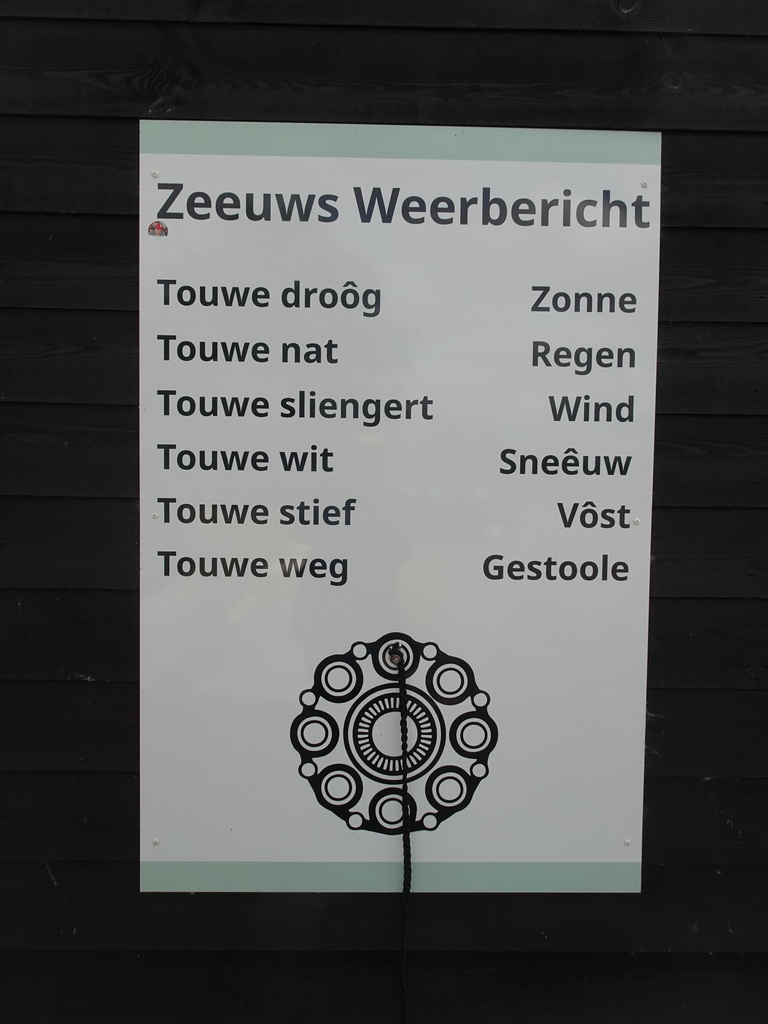 Zeeland weather forecast at the front of the PUURR by Rich restaurant at the north side of the Grevelingendam