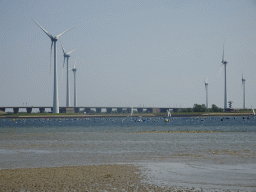 The Krammer lake and windmills at the Krammersluizen sluices, viewed from the beach at the south side of the Grevelingendam