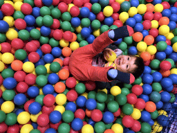 Max playing in the ball pit at the Kinderland playground at Holiday Park AquaDelta