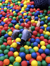 Max playing in the ball pit at the Kinderland playground at Holiday Park AquaDelta