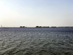 Boats on the Grevelingenmeer lake, viewed from a pier at the northwest side of the Grevelingendam