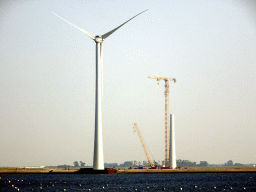 The Krammer lake and a windmill, viewed from the Restaurant Grevelingen at the south side of the Grevelingendam