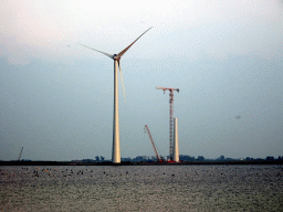 The Krammer lake and a windmill, viewed from the Restaurant Grevelingen at the south side of the Grevelingendam