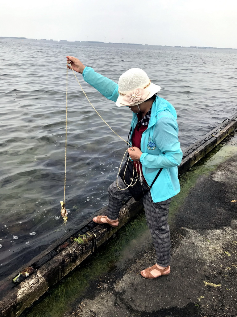 Miaomiao`s mother catching crabs at the northwest side of the Grevelingendam
