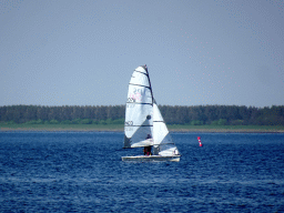 Boat on the Grevelingenmeer lake, viewed from the northwest side of the Grevelingendam