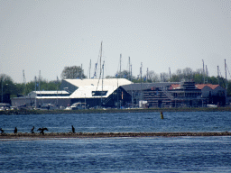 The Grevelingenmeer lake and the Jachthaven harbour, viewed from the northwest side of the Grevelingendam