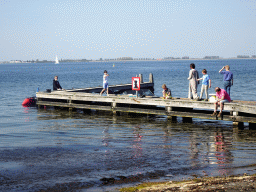 Our friends catching crabs on a pier at the northwest side of the Grevelingendam