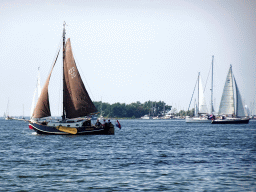 Boats on the Grevelingenmeer lake, viewed from the northwest side of the Grevelingendam