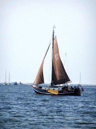 Boats on the Grevelingenmeer lake, viewed from the northwest side of the Grevelingendam