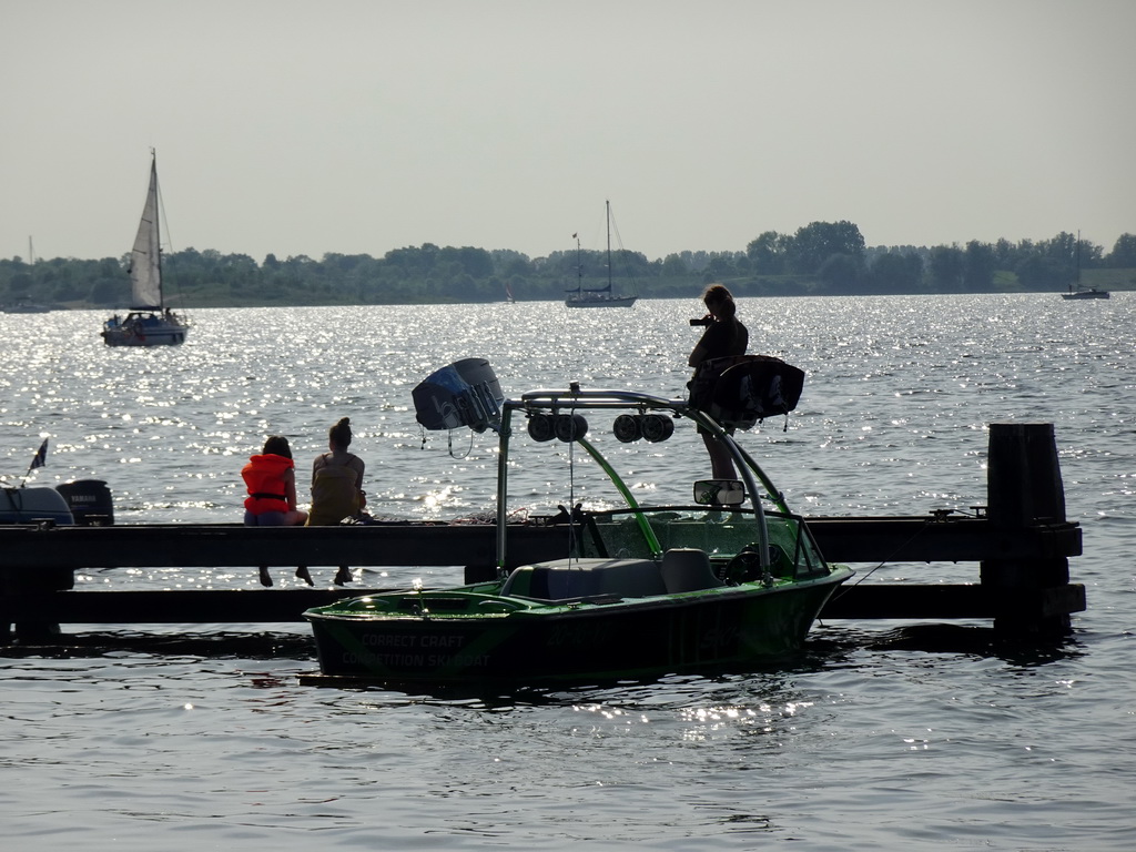 People on a pier at the northwest side of the Grevelingendam