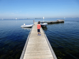 Max catching crabs on a pier at the northwest side of the Grevelingendam