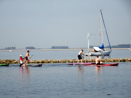 Boats in the Grevelingenmeer lake, viewed from the north side of the Grevelingendam