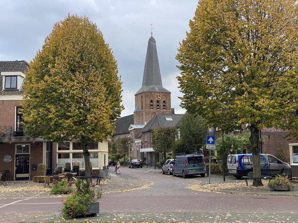 The Marten Putstraat street and the Protestantse Kerk Brummen church, viewed from the Marktplein square