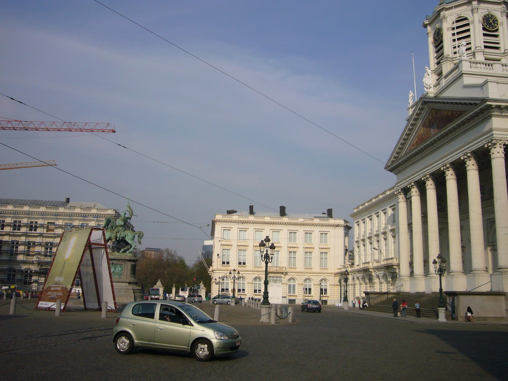 The Place Royale square with the equestrian statue of Godfrey of Bouillon and the Église Saint-Jacques-sur-Coudenberg church