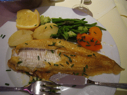 Fish in a restaurant in the Rue des Bouchers street