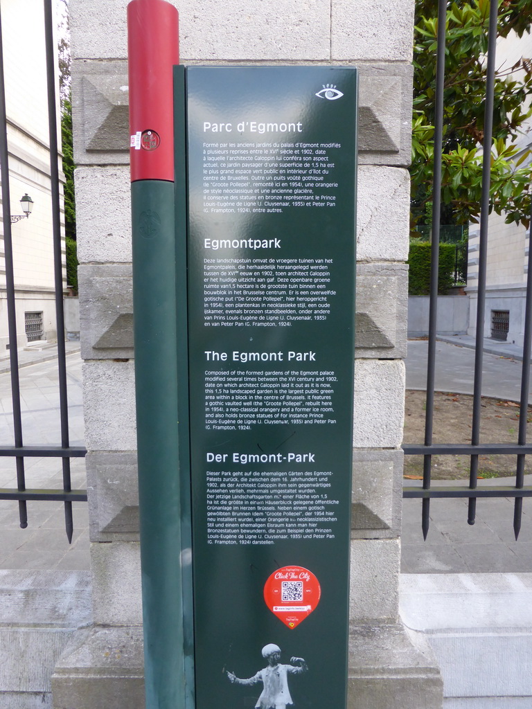 Sign at the entrance to the Egmont Park