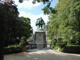 Back side of the Fontaine Egmont et de Hornes fountain at the Place du Petit Sablon square