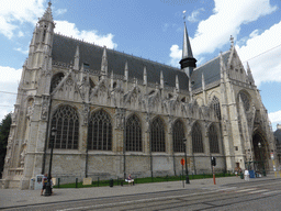 The Église Notre-Dame du Sablon church at the Rue de la Régence street