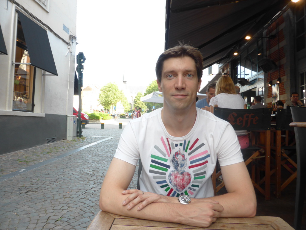 Tim at the Café Leffe at the Place du Grand Sablon square