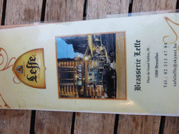 Menu of the Café Leffe at the Place du Grand Sablon square