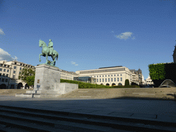 The Mont des Arts hill with the equestrian statue of King Albert I and the Bibliothèque royale de Belgique library