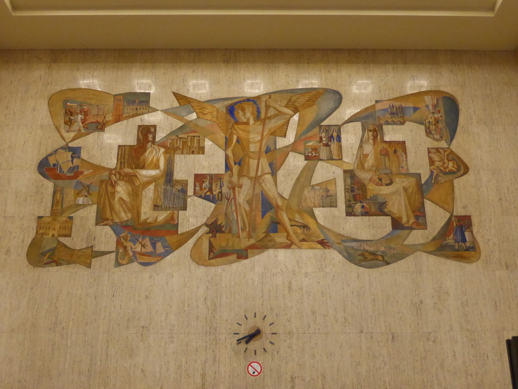 Wall art in the main hallway of the Gare Bruxelles-Central train station
