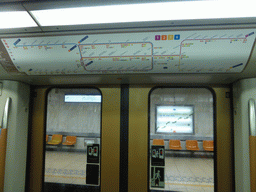 Inside a Brussels subway train