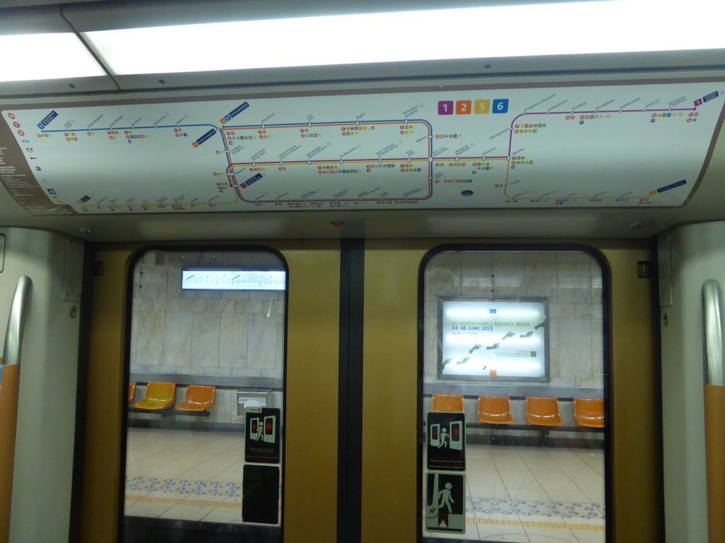 Inside a Brussels subway train