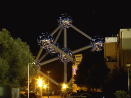 The Atomium, viewed from near the Stade Roi Baudouin stadium, by night