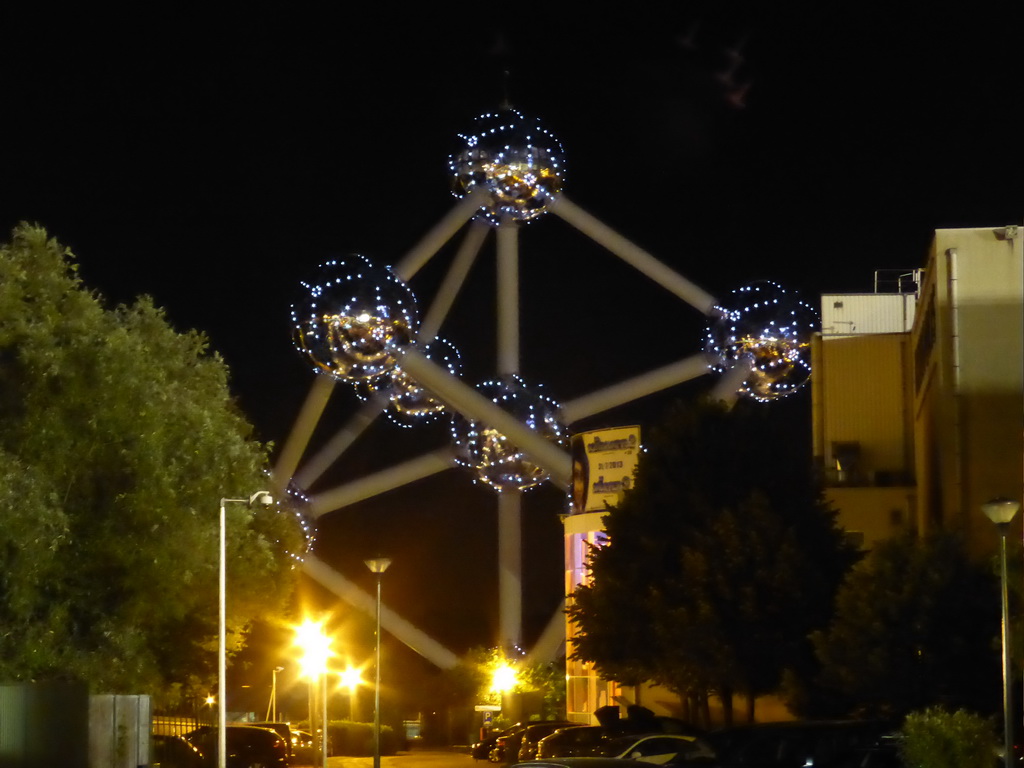 The Atomium, viewed from near the Stade Roi Baudouin stadium, by night