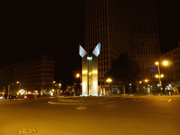 The Signe de Lumière monument at the Square du Bastion, by night