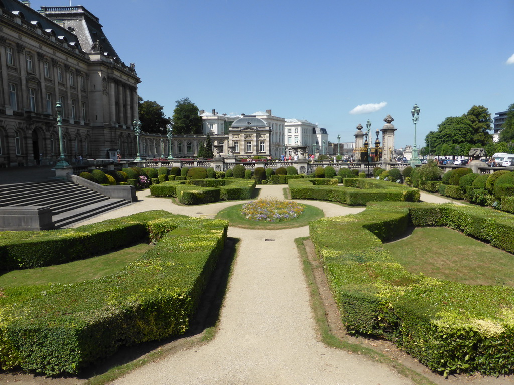 Gardens in front of the Royal Palace of Brussels at the Place des Palais square