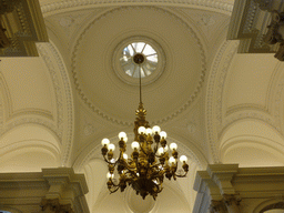 Ceiling and chandeleer at the Grand Staircase of the Royal Palace of Brussels