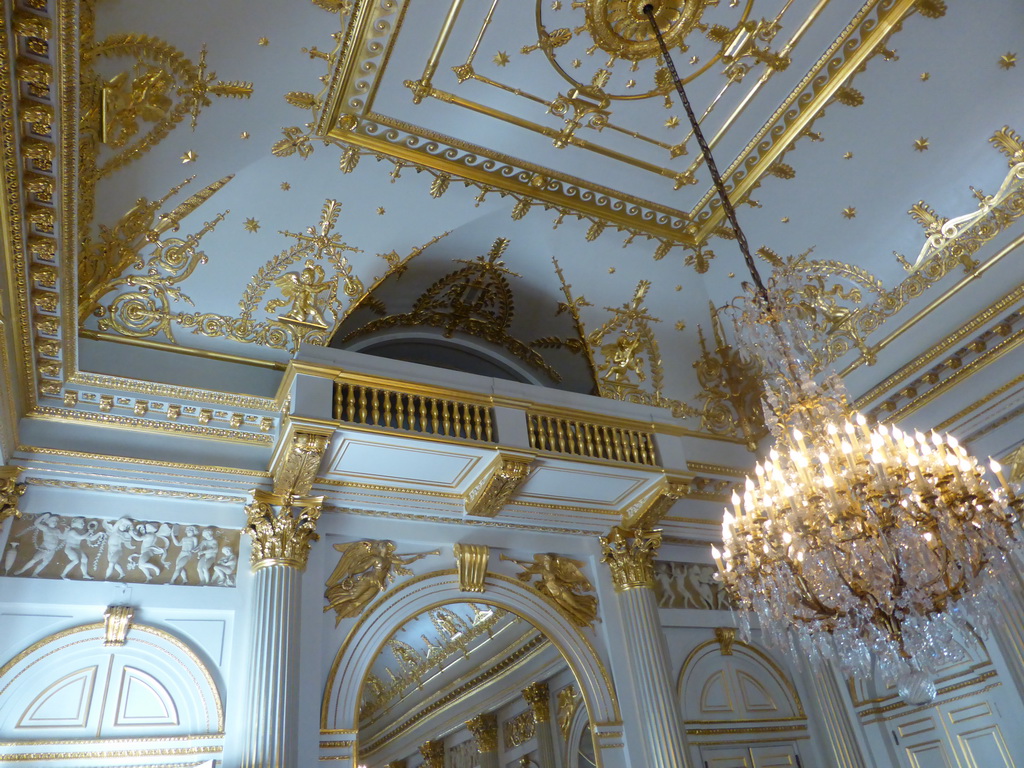 Balcony and chandeleer at the Empire Room of the Royal Palace of Brussels