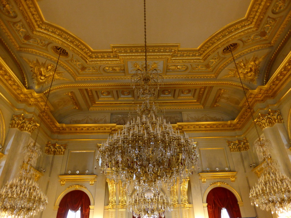 Ceiling and chandeleers at the Throne Room of the Royal Palace of Brussels