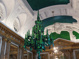 Green chandeleer at the Mirror Room of the Royal Palace of Brussels