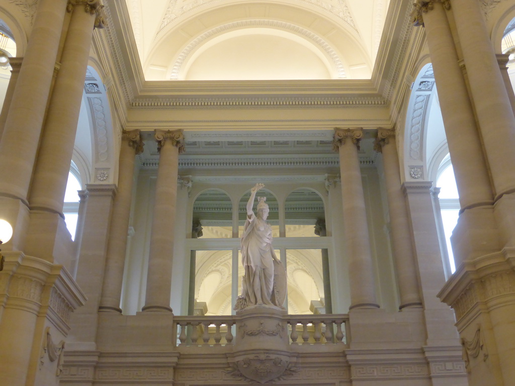 Statue of Minerva on top of the Grand Staircase of the Royal Palace of Brussels