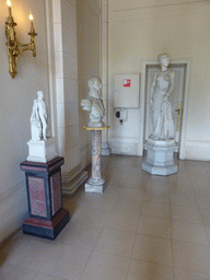 Statues and bust at the ground floor of the Royal Palace of Brussels
