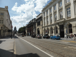 The Rue de la Régence street with the Palais de Justice de Bruxelles and the Musée d`Art Ancien museum