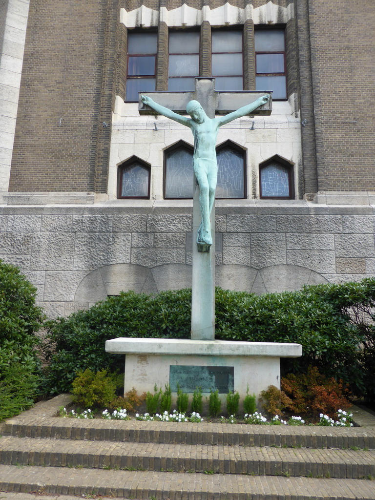 Cross on the back side of the Basilique du Sacré-Coeur de Bruxelles church