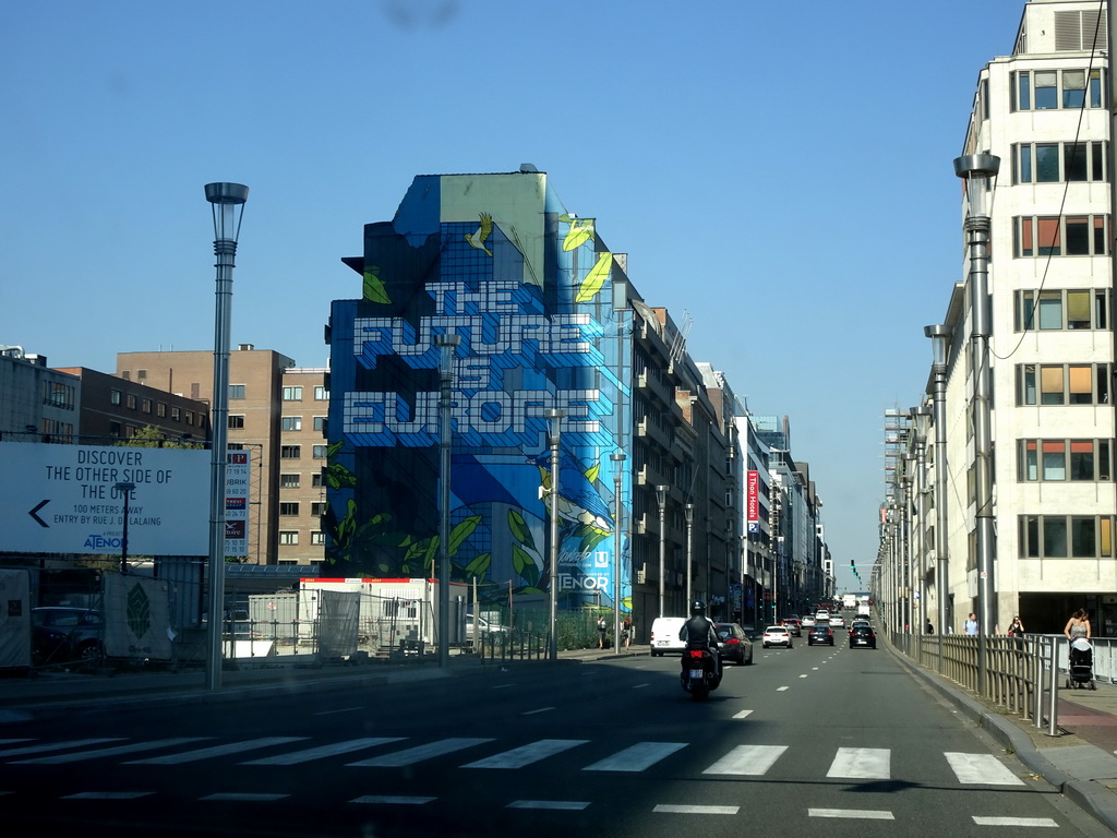 Buildings at the Rue de la Loi street, viewed from the car