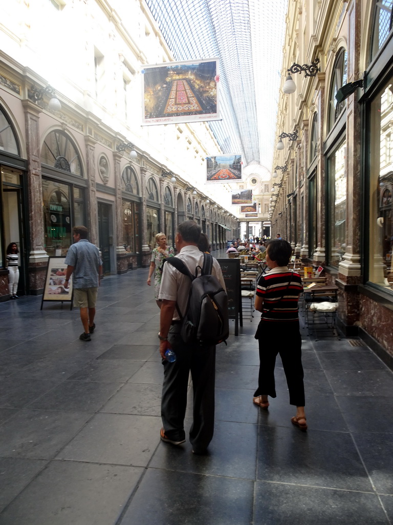 Miaomiao`s parents at the Galeries Royales Saint-Hubert shopping arcade