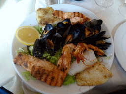 Seafood at the Le Bourgeois restaurant at the Rue des Bouchers street